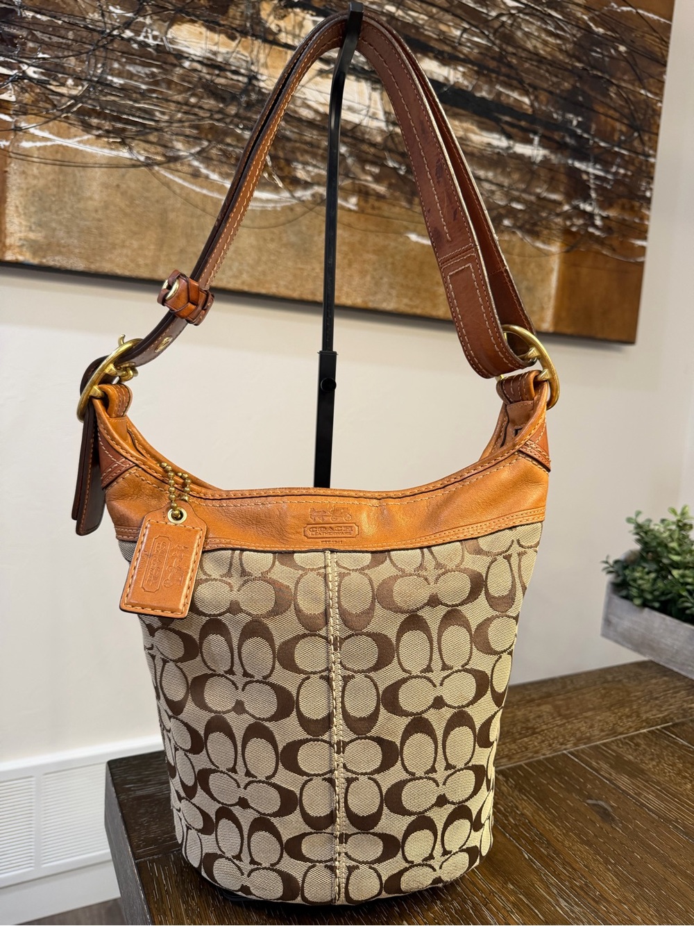 Coach Vintage Bleeker Signature Canvas and  Leather Bucket Bag Style 11437